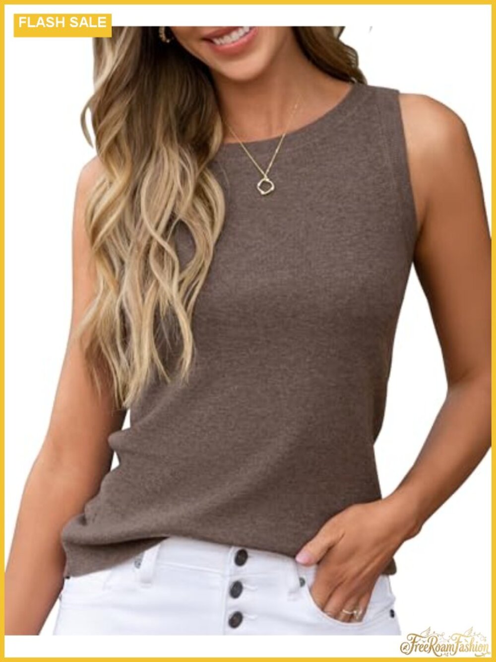 Wool Blend Sleeveless Business Casual Tank Top Slim Fit Crew Neck